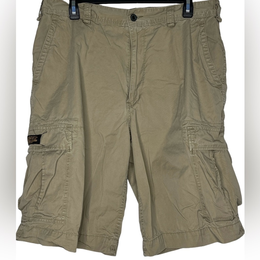POLO JEANS CO. Khaki/Beige Flat Front Cargo Shorts Sz 34.‎